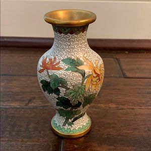 Chinese Cloisonné 5 inch Yellow Flower Vase